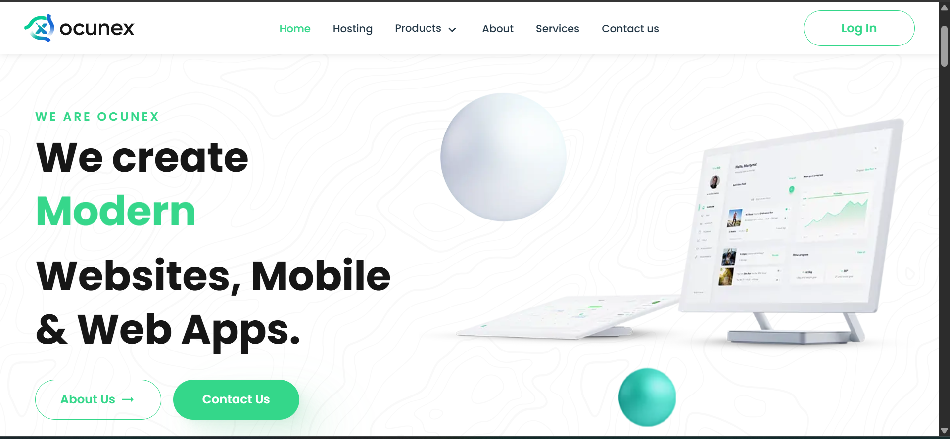 Screenshot of the Ocunex website